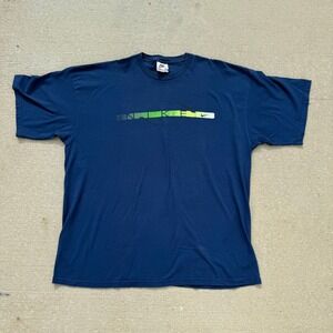 Vintage Nike Blue T-Shirt with Green Gradient Logo